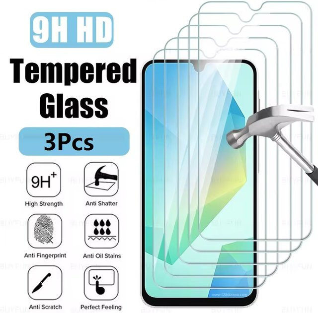 3er-Pack Samsung Galaxy A16 5G Displayschutzfolie aus gehärtetem Glas mit HD 9H Schutz, transparent - Bild 1