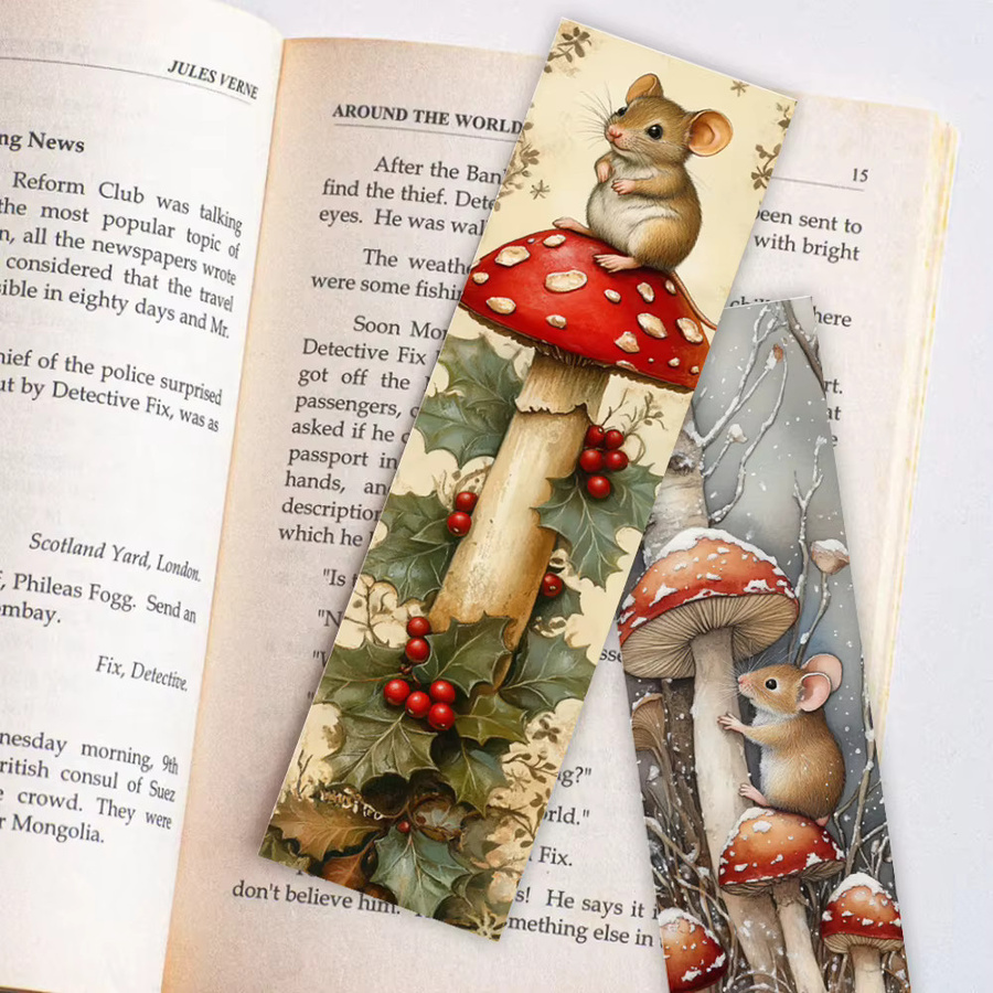 32 Stück Weihnachts-Lesezeichen mit Pilz- und Hamstermotiv in Mehrfarbig aus Papier - Bild 5