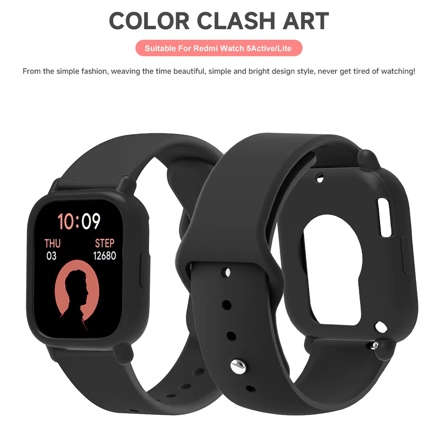 FancyWrist Uhrenarmband Silikon, Schwarz, Unisex, für Redmi Uhr 5 Aktive/Lite - Bild 2
