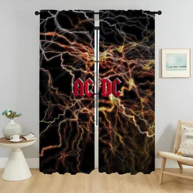 Partition Rock-ACDCS Verdunkelungsvorhang mit Grafikdesign für Zimmer und Küche, 2 Paneele, Mehrfarbig, Breite: 50 cm, Höhe: 70 cm - Bild 1