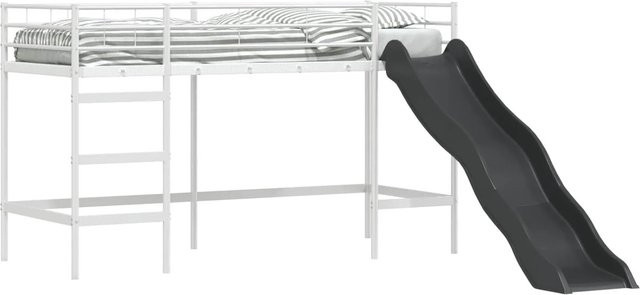 vidaXL Kinder-Loftbett mit Rutsche aus Metall in Weiß und Anthrazit B/T/H: 90 x 190 cm - Bild 1