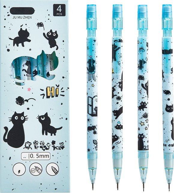4 Stück automatische Druckbleistifte mit 0,5 mm unzerbrechlichem Graphitkern in Blau - Bild 1