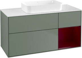 V&B Waschtischunterschrank Finion mit Wandbeleuchtung in Grau, Matt Lack - Bild 1