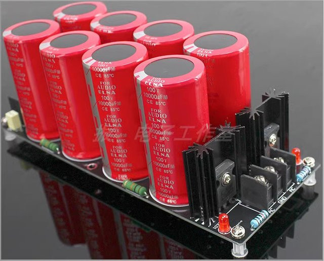 ELNA Schottky Gleichrichter Filter Board für Audio Verstärker 8x 10000uF 100V in Rot - Bild 1