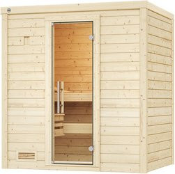 WEKA Massivholzsauna Bergen 1 für 6 Personen in Braun mit 4,5 kW Ofen und integrierter Steuerung - Bild 1