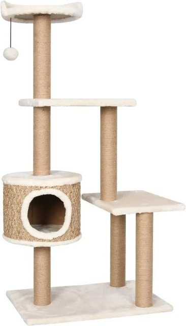 vidaXL Katzen-Kratzbaum mit Seegras und integriertem Spielzeug, beige, Höhe: 123 cm, Breite: 40 cm, Tiefe: 40 cm - Bild 1