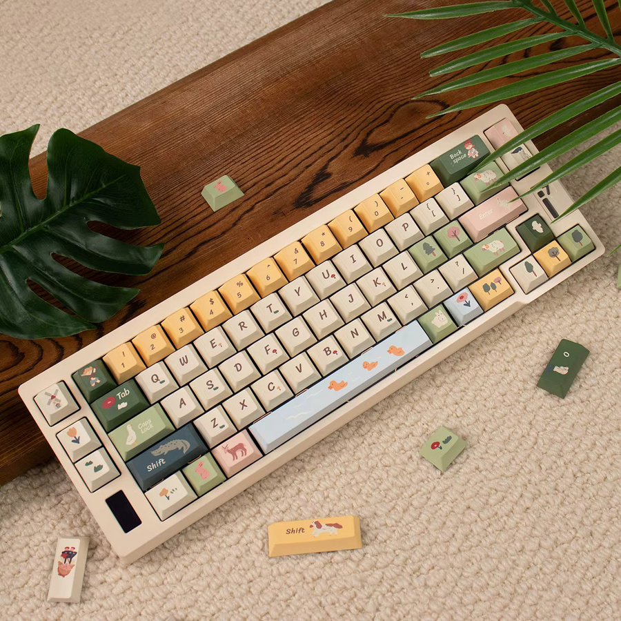 Venit Keys Spring Pasture Keycap Set mit 152 Tasten, Dye-Sub Cherry Profil PBT Tastenkappen für MX mechanische Tastaturen, Mehrfarbig - Bild 2
