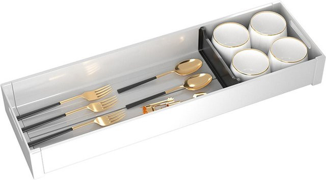 OutsideWorld Schubladeneinteiler Organizer aus Aluminium für Besteck und Küchenutensilien in Weiß - Bild 1
