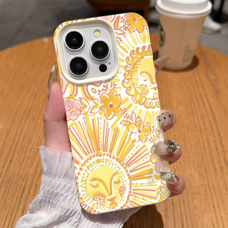 Handyhülle mit Sonnen-Gesichtsmuster für Apple iPhone 17, 16, 15, 14, 13, 12, 11 Pro Max und weitere Modelle, weiche Schutzhülle - Bild 5