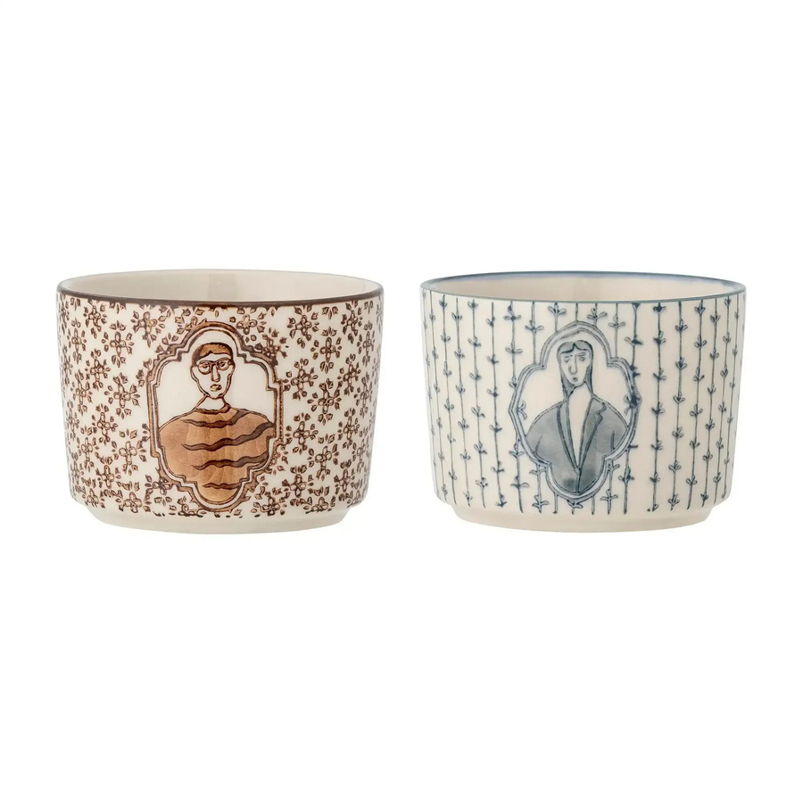 Bloomingville Keramikschale Tonia Blau Set von 2 Stück Höhe: 9 cm - Bild 1