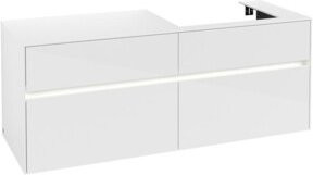 V&B Waschtischunterschrank Collaro in Weiß glänzend mit LED-Beleuchtung B/T/H: 140 x 54,8 x 50 cm - Bild 1