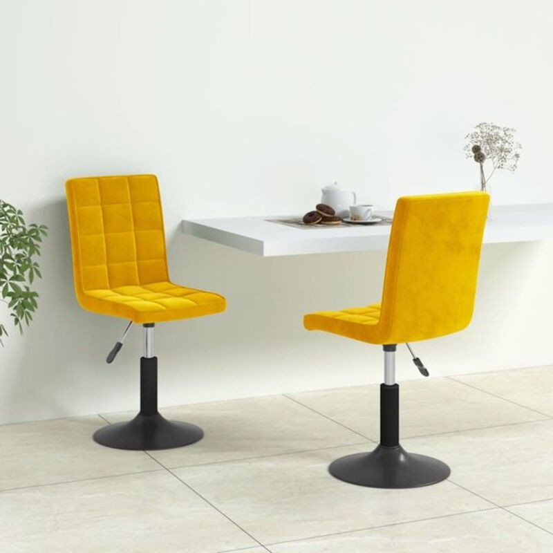 vidaxl Esszimmerstühle Set aus 2 Stück in Senfgelb aus Samt im modernen Design - Bild 1