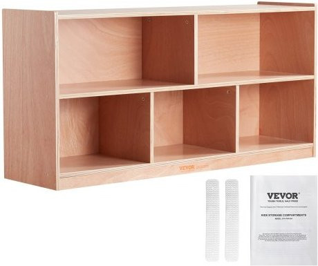 VEVOR Mobiler Regalschrank mit 5 Fächern aus Espenholz in Mahagoni, B/T/H: 122 x 33 x 33 cm - Bild 1