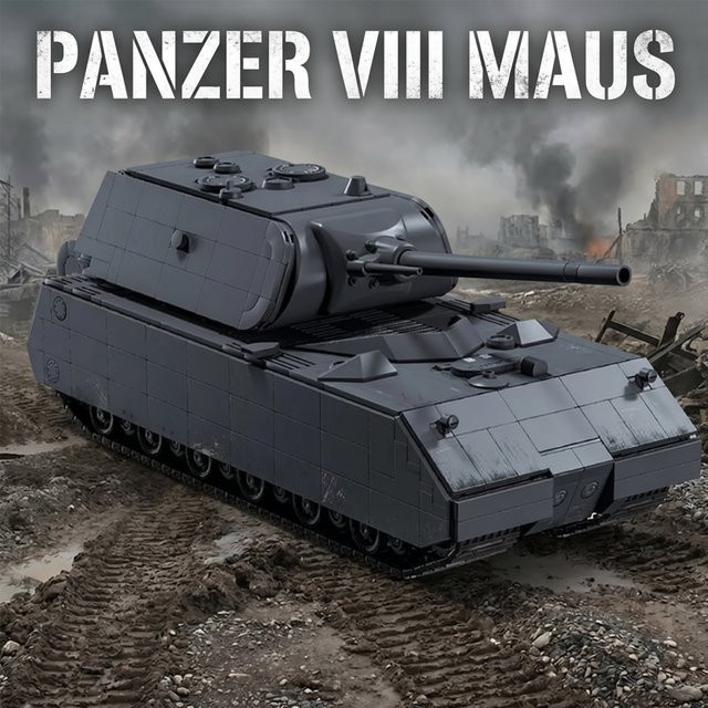 barweer Panzer VIII Maus, Bausteine-Set, Militärfahrzeug, Konstruktions-Bausteine, Modellbausatz - Bild 1