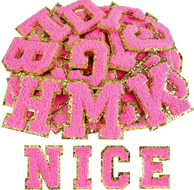 26 Stück Selbstklebende Chenille-Buchstaben-Aufnäher A-Z von OEMOO in Grün für Kleidung, Stoff und Taschen - Bild 1