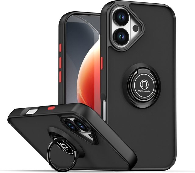 Stoßfeste Armor Schutzhülle mit Ringhalter für Apple iPhone 17 16 15 14 13 12 11 Pro Max Plus Air Mini in Transparent, Schwarz oder Blau - Bild 1