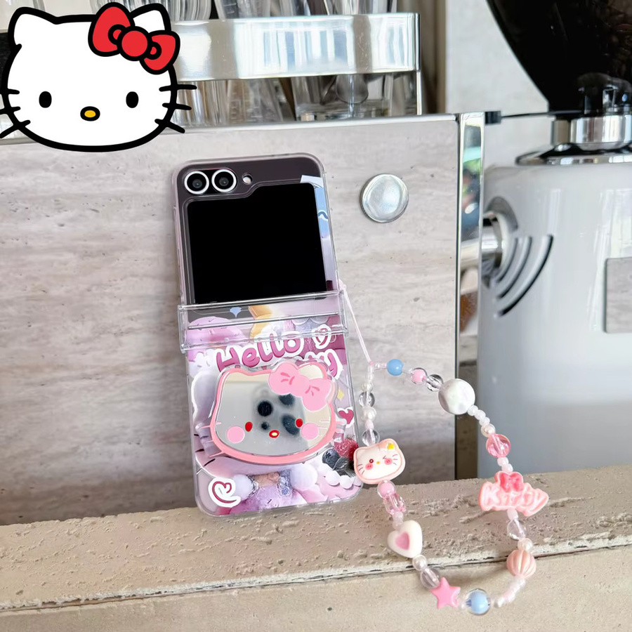Handyhülle mit Ständer und Umhängeband im Sanrio Hello Kitty Design für Samsung Galaxy Z Flip 7, 6, 5, 4, 3, Multicolor - Bild 3