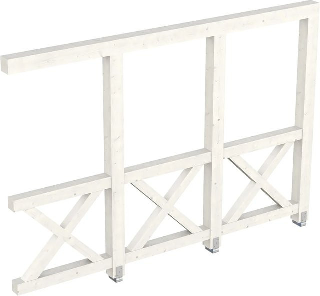 Skan Holz Seitenwand Andreaskreuz aus Fichte in Weiß, B: 305 cm, H: 210 cm - Bild 1