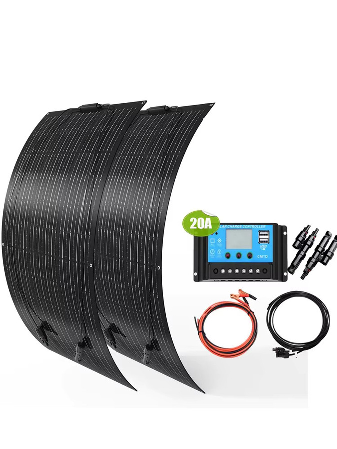 XINPUGUANG 200W Flexibles Solarmodul Set aus 2 x 100W Mono-Solarpanels in Schwarz für Wohnmobile, Balkone und Dächer - Bild 6