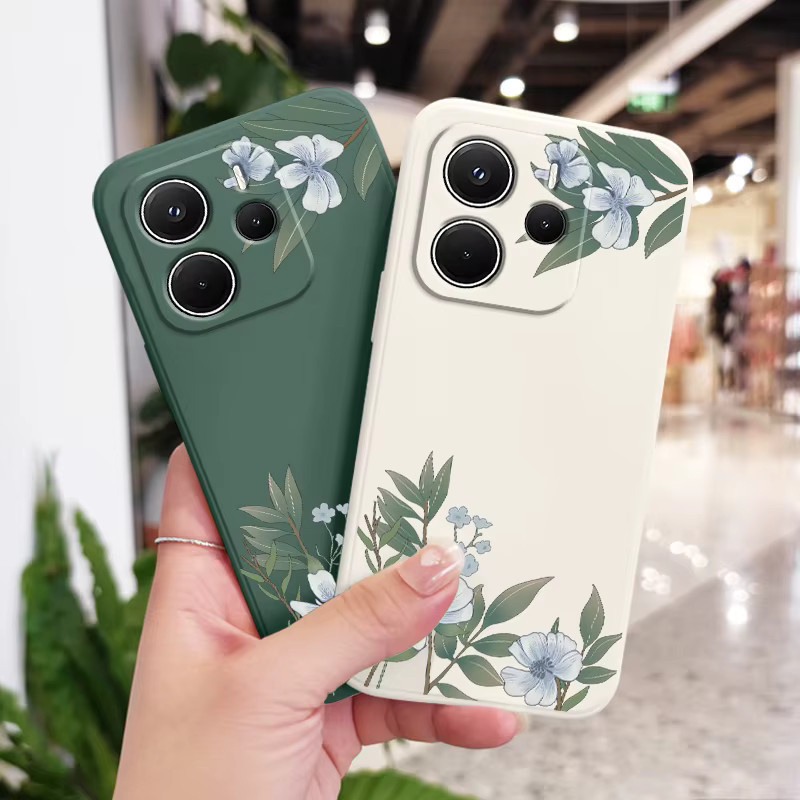 Silikon Handyhülle mit Blumen-Design für Xiaomi Redmi Note 15 14 13 12 11 10 9 Pro Plus 5G 4G in Grün - Bild 3