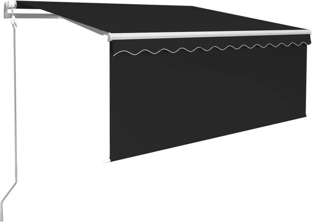 Furnicato Automatische Markise mit Volant in Anthrazit, UV-beständig, B: 350 cm, Ausladung: 250 cm, inklusive Fernbedienung - Bild 1