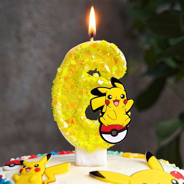 Potdemiel Pokemon Pikachu Kuchenkerze in Gelb als Anime-Figur für deine Geburtstagsparty - Bild 1