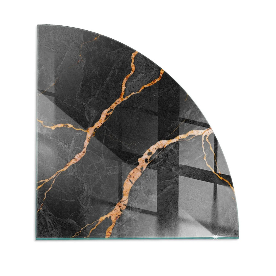 Tulup Kaminglasplatte aus Glas in Schwarz mit Marmor-Optik, B/T: 100 x 100 cm - Bild 2