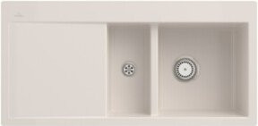 Villeroy & Boch Subway 60 Flat Flächenbündige Spüle aus Keramik in Beige mit Ablaufgarnitur und Handbetätigung - Bild 1