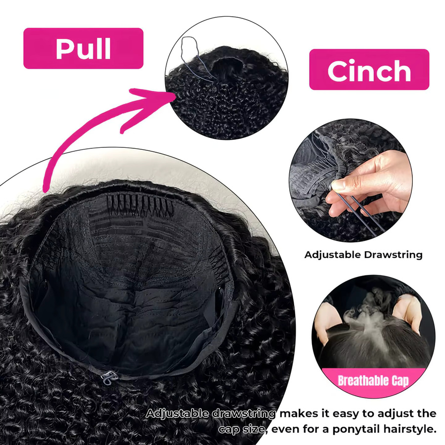 Dula A Hair Kinky Curly Echthaar-Halbperücke, Damen - Bild 3