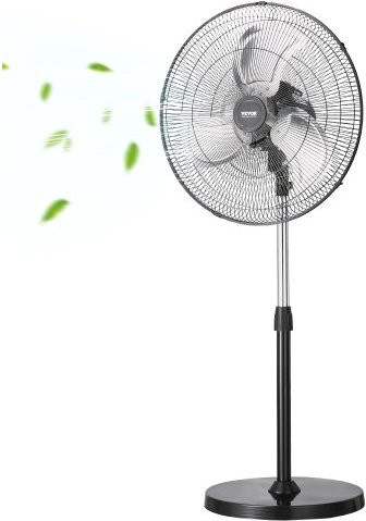 VEVOR Industrial Standventilator mit 90-Grad-Oszillation, Höhenverstellbar, 3 Geschwindigkeiten, Schwarz - Bild 1