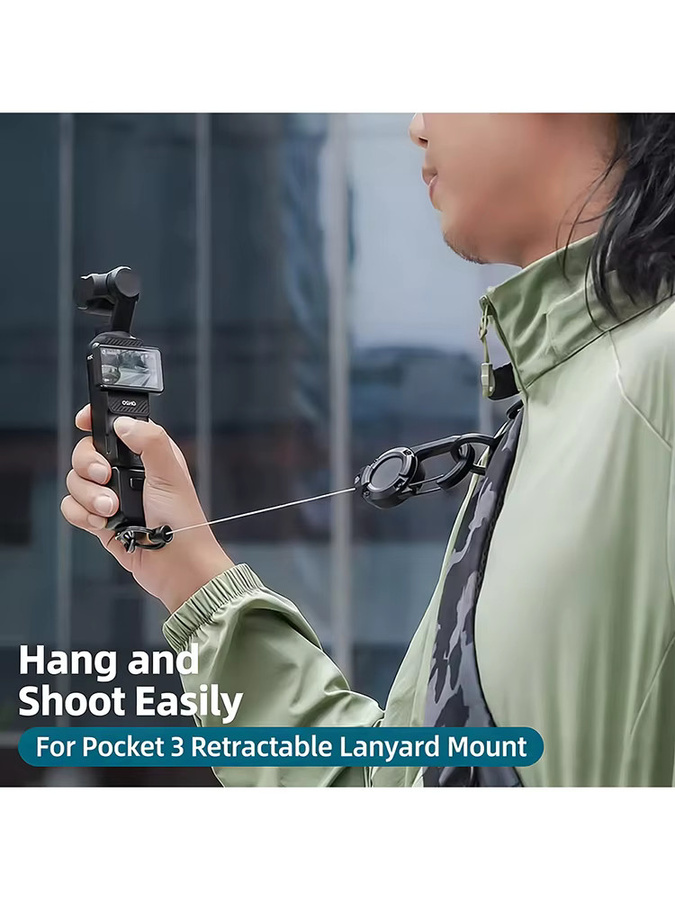 DJI Osmo Pocket 3 Zubehör: Tragbare Teleskop-Rucksackhalterung mit Schnellverschluss und ausziehbarem Trageriemen in Schwarz - Bild 6
