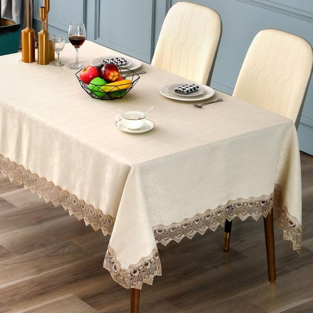 Wasserdichte Tischdecke von Your Warm Home in Beige, rechteckig, aus Polyester für Restaurant und Hotel, B/T/H: 150 x 90 cm - Bild 1