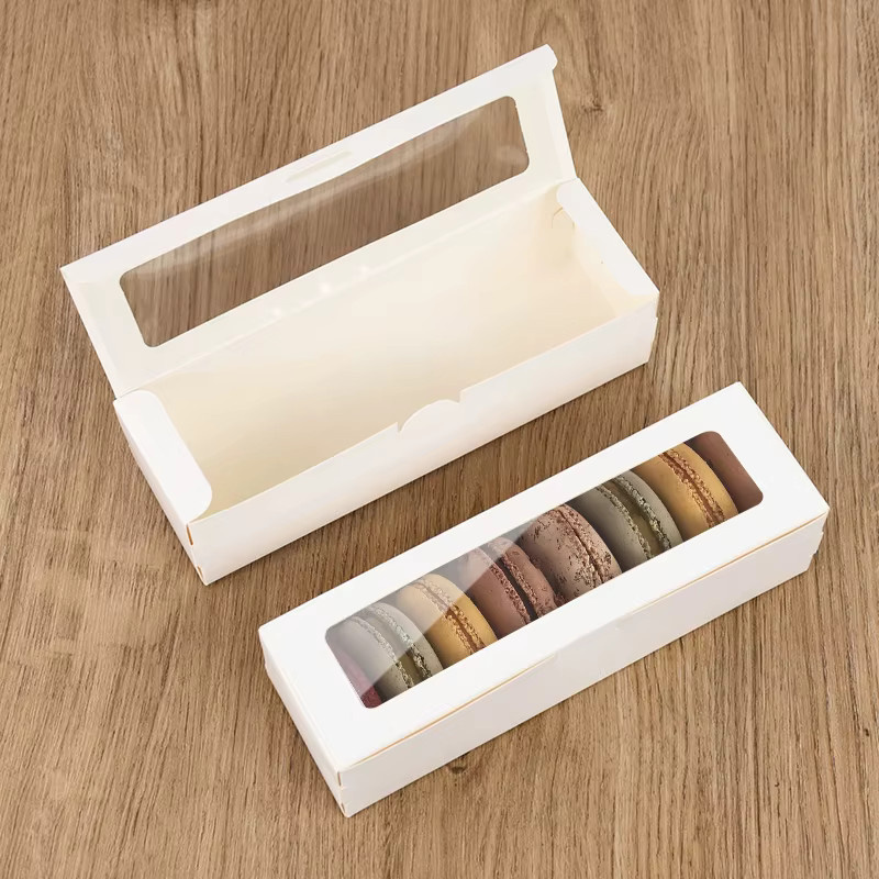 ZQNYCY Macaron-Boxen aus Kraftpapier mit klarem Fenster für Kekse, Dessert und Kuchen, braun - Bild 3