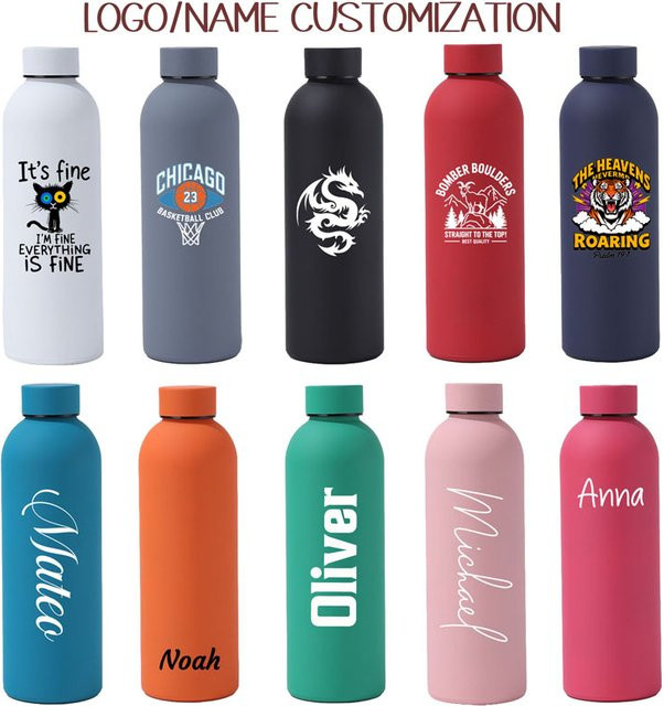 Feeyue Thermoskanne aus Edelstahl in Grün, isolierte Wasserflasche für Outdoor und Sport, 500–1000 ml - Bild 1