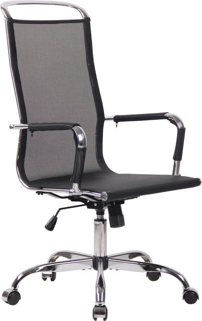 TPFLiving Bürostuhl Brand Mesh Schwarz mit Armlehnen und Rollen B/T/H: 59 x 65 x 122 cm - Bild 1