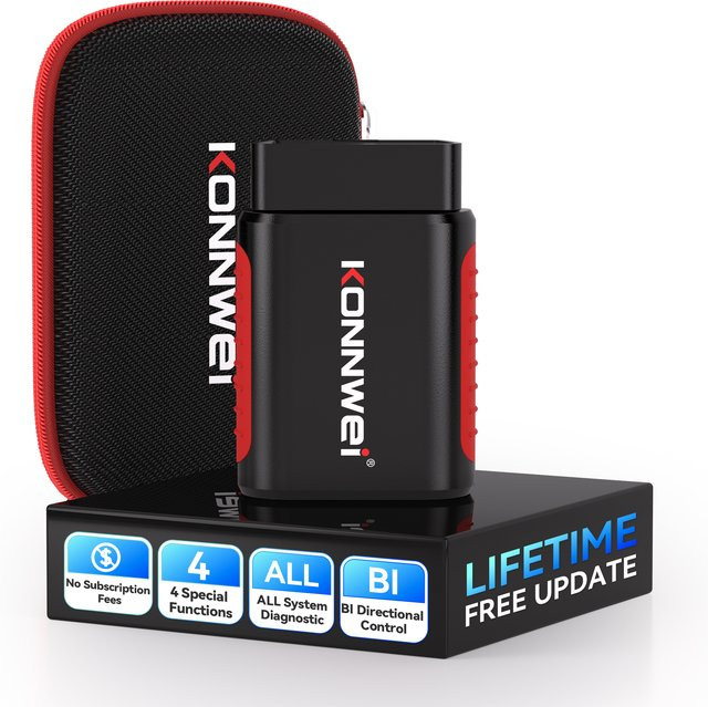 KONNWEi Automotive OBD-Diagnosetool in Schwarz mit Bluetooth-Konnektivität und 5 Reset-Funktionen für über 40 Fahrzeugmodelle - Bild 1
