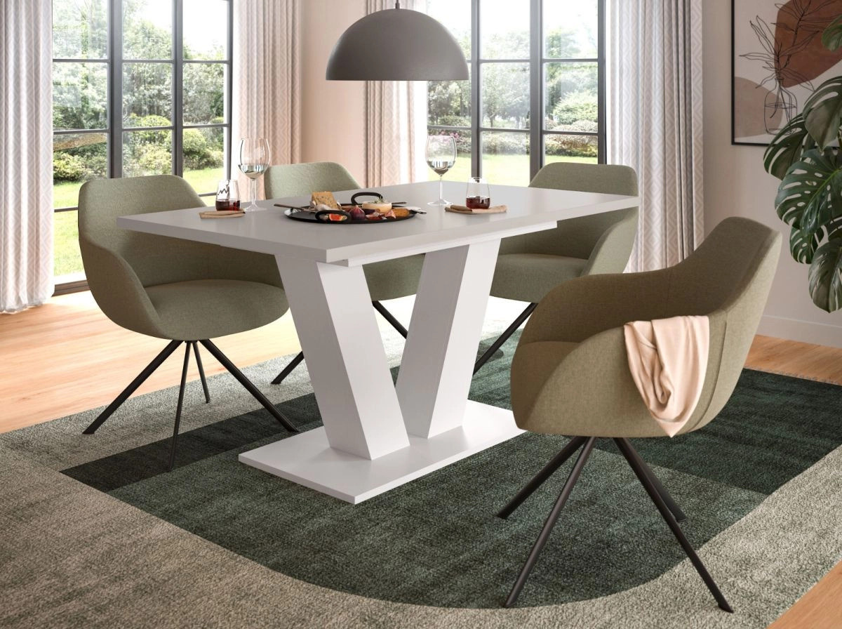 Ausziehbarer Esstisch Home-X von Inn.Furn in Kaschmir und Weiß, Rechteckig, B: 150 cm bis 190 cm - Bild 3