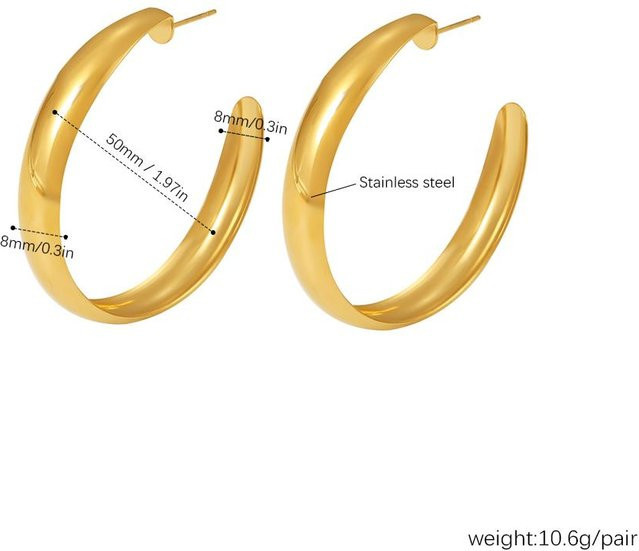 Lucky Star Jewelry Creolen, 18k vergoldet, Edelstahl, Gold, Damen - Bild 1