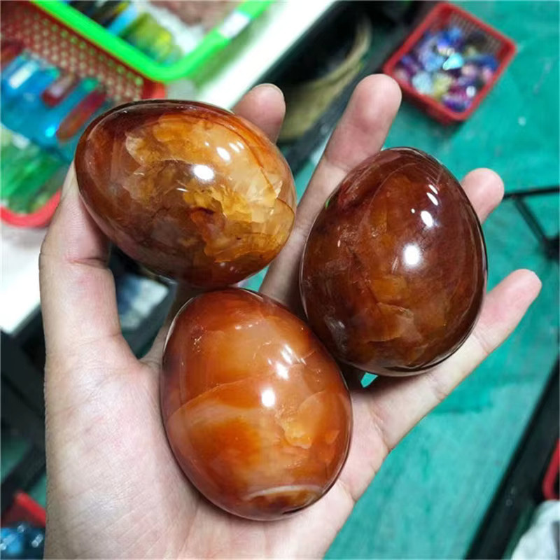 Sisterstone Karneol-Eier aus natürlichem Achat in Orange, ovale Quarzkristalle als heilende Edelsteine - Bild 4