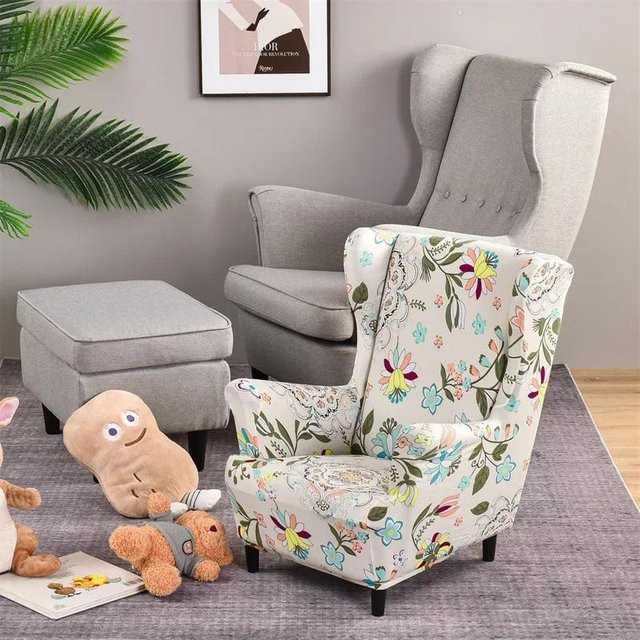 Abnehmbarer Ohrensesselbezug mit Blumenmuster für Kinder aus Stretch-Spandex in Multicolour - Bild 1