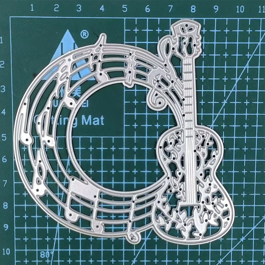 Metall Stanzform Musiknote und Gitarre für DIY Scrapbook und Papier Bastelarbeiten in Silber - Bild 2