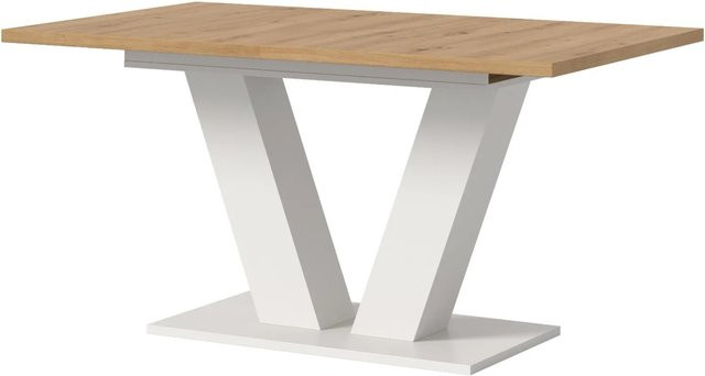 Ausziehbarer Esstisch Home-X in Eiche und Weiß, Rechteckig, B/T/H: 150 x 90 x 76 cm - Bild 1