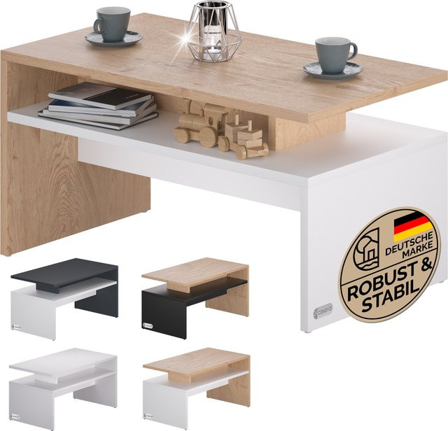 Couchtisch Sacramento CASARIA in Weiß/Eiche, B/T/H: 95 x 55 x 50 cm - Bild 1