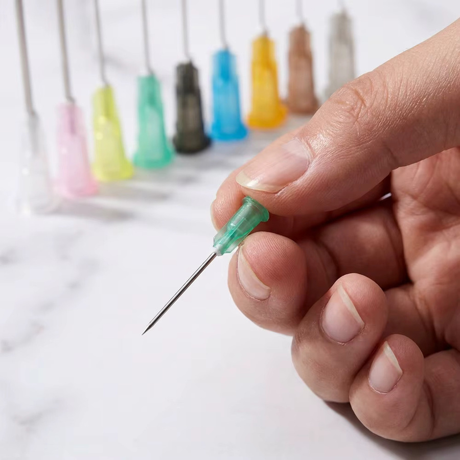 25 spitze Injektionsnadeln aus Metall mit transparenten Kappen für Klebstoffdosierer und Klebewerkzeuge, Multicolor - Bild 4