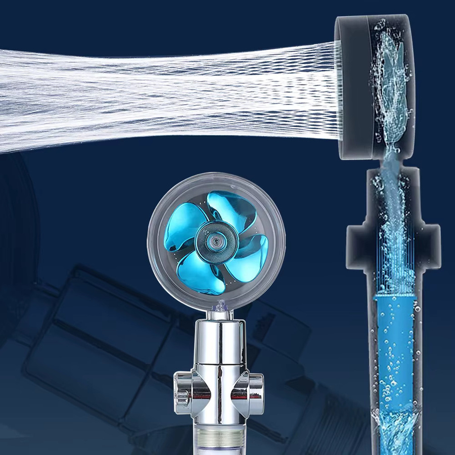 IOUHAPPY Turbo-Duschkopf Set in Chrom und Silber mit 360 Grad Drehbarkeit, Hochdruck-Wasserspar-Sprühkopf und Filter, Handbrause mit Schlauch und Halterung - Bild 2