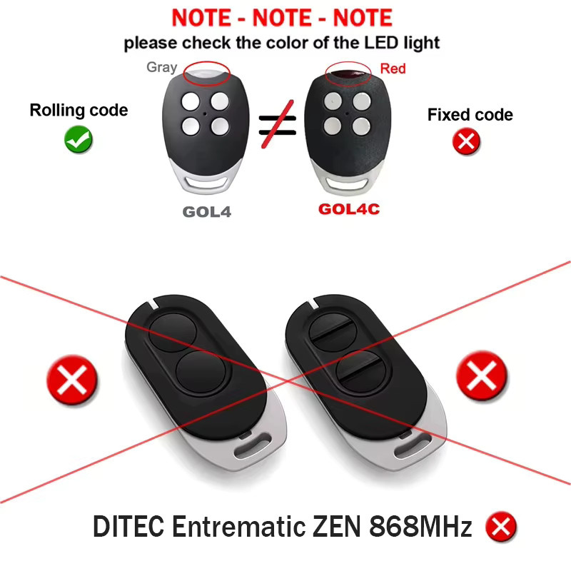 Ditec Entrematic Fernbedienung für Tor- und Garagentore, 433 MHz, Farben: Rot und Schwarz - Bild 4