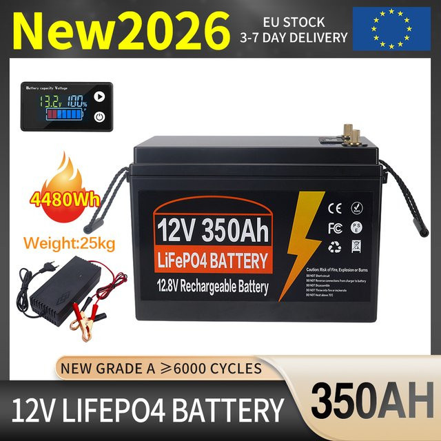Likctt LiFePo4 Batterie mit integriertem BMS, Lithium-Eisenphosphat-Zelle für Wohnmobile, Golfcarts und Solar, Farbe: Schwarz - Bild 1
