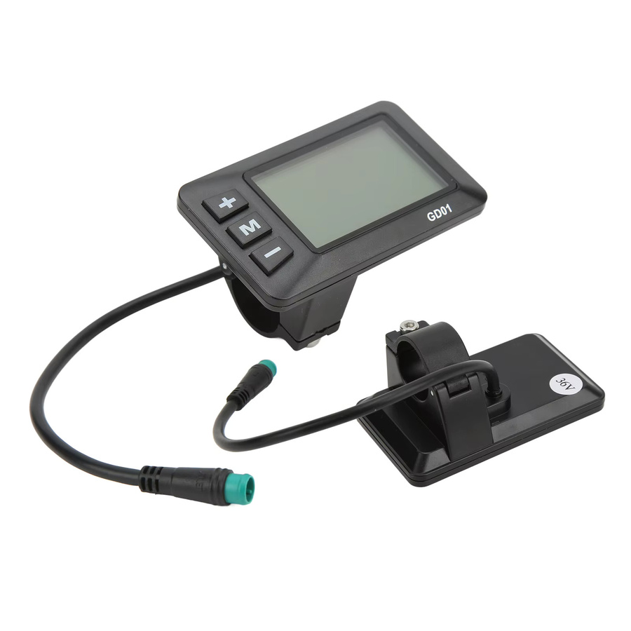 Qiilu GD01 LCD Display für JN Controller, elektrisches Display für 36V und 48V, 5-poliger wasserdichter Stecker für 22,2mm Lenker, Schwarz - Bild 3