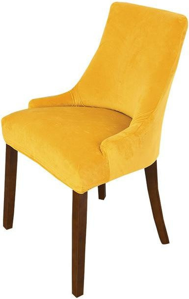 Weicher Samt-Sesselbezug in Gelb aus Stretch-Material für schräge Sessel - Bild 1