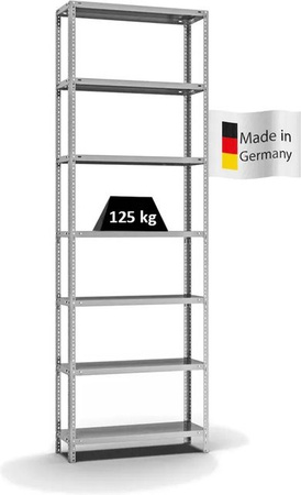 PROREGAL Fachbodenregal Light-Duty mit 7 Ebenen, verzinkt, Farbe Silber, H x B x T: 300 x 100 x 30 cm